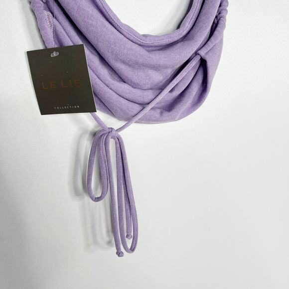 New Le Lis Small S Purple Cropped Cowl Neck Tie Open Back Summer Crop Tank - Picture 7 of 10